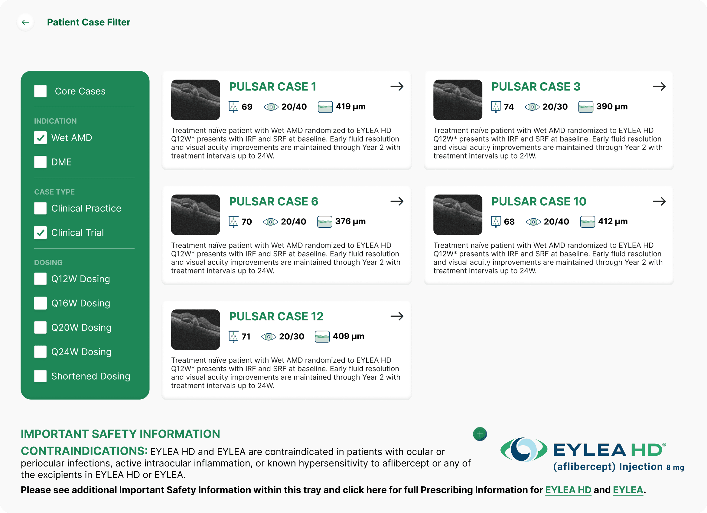 The final patient case filter: side filters beside case summaries